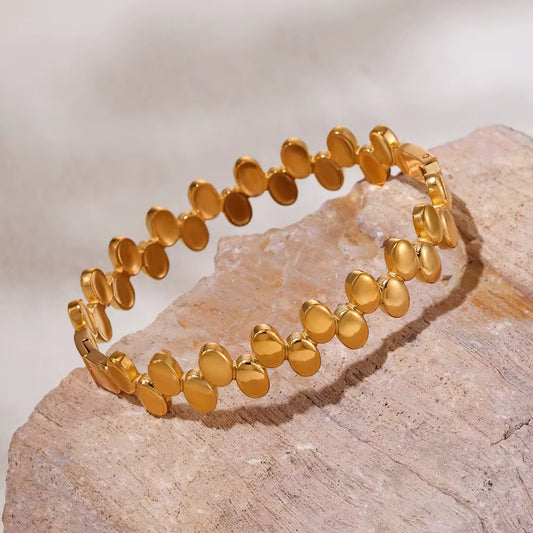 Gold Textured Disc Bracelet