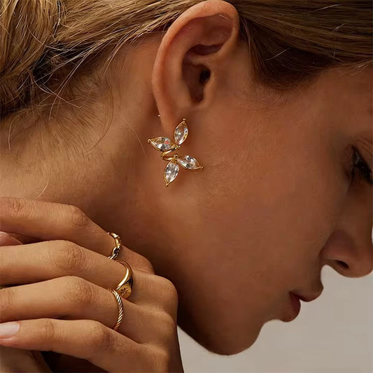 Crystal Leaf Wrap Earrings