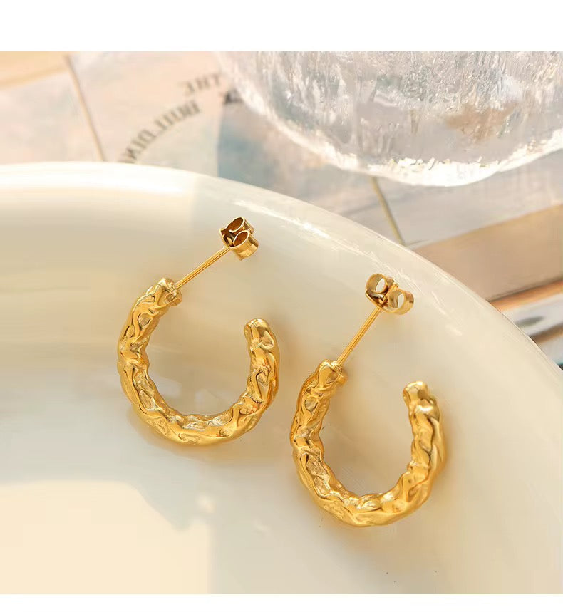 Organic Textured Hoop Earrings