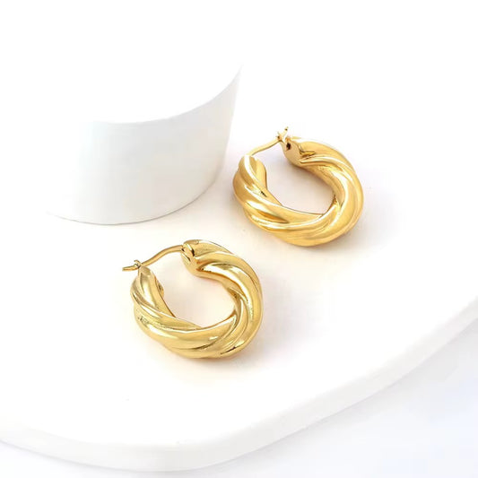 Twisted Gold Hoop Earrings