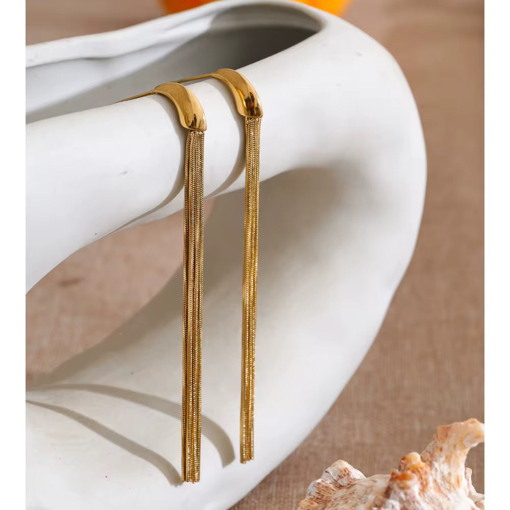 Golden Fringe Tassel Earrings