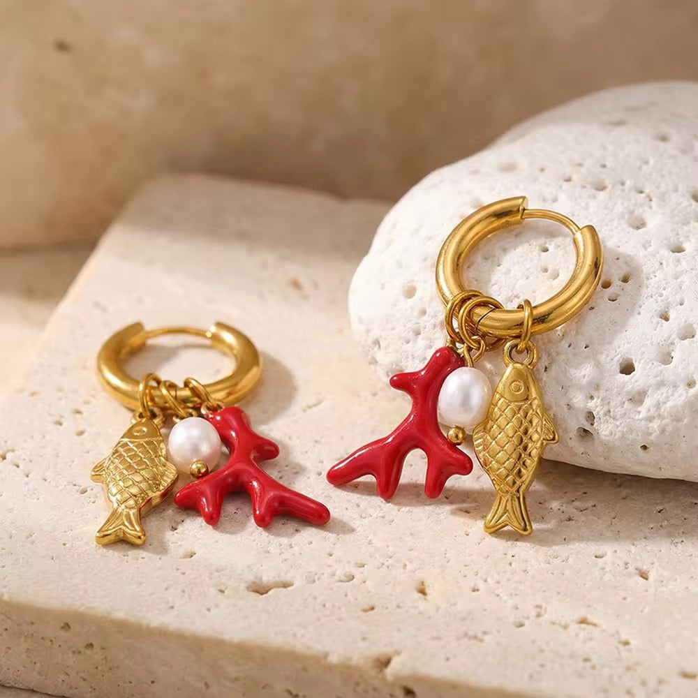 Ocean Charm Hoop Earrings