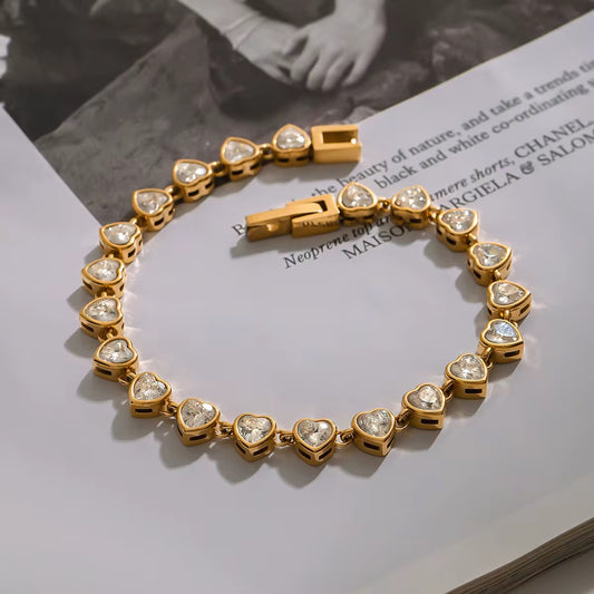 Heart Crystal Tennis Bracelet