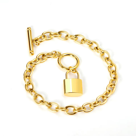 Gold Lock Chain Bracelet