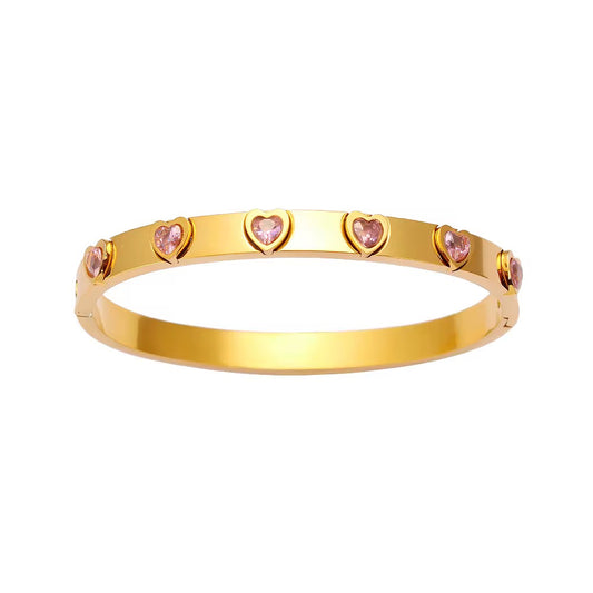 Heart Crystal Bangle Bracelet