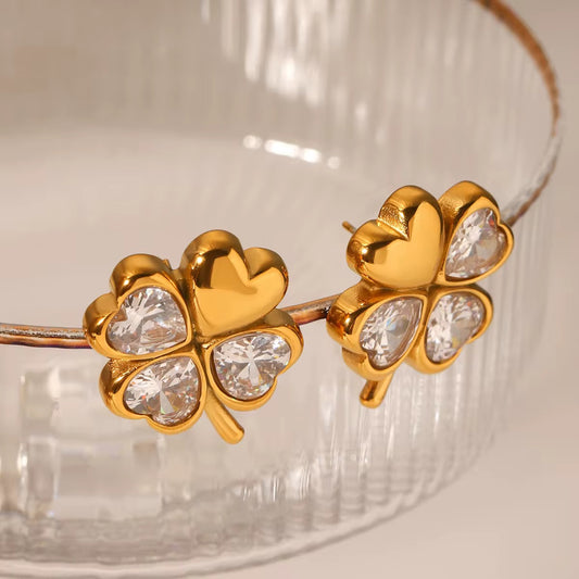 Lucky Clover Heart Earrings