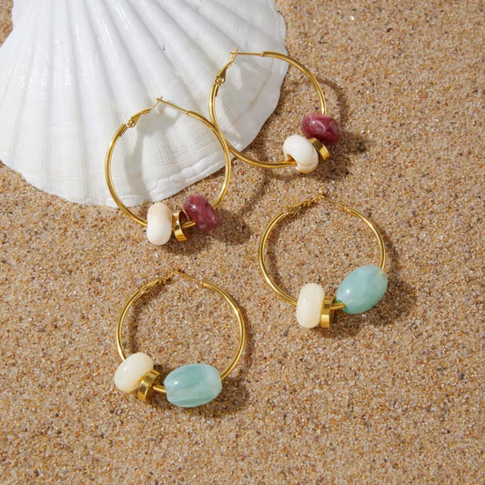 Coastal Charm Beaded Hoop Earrings