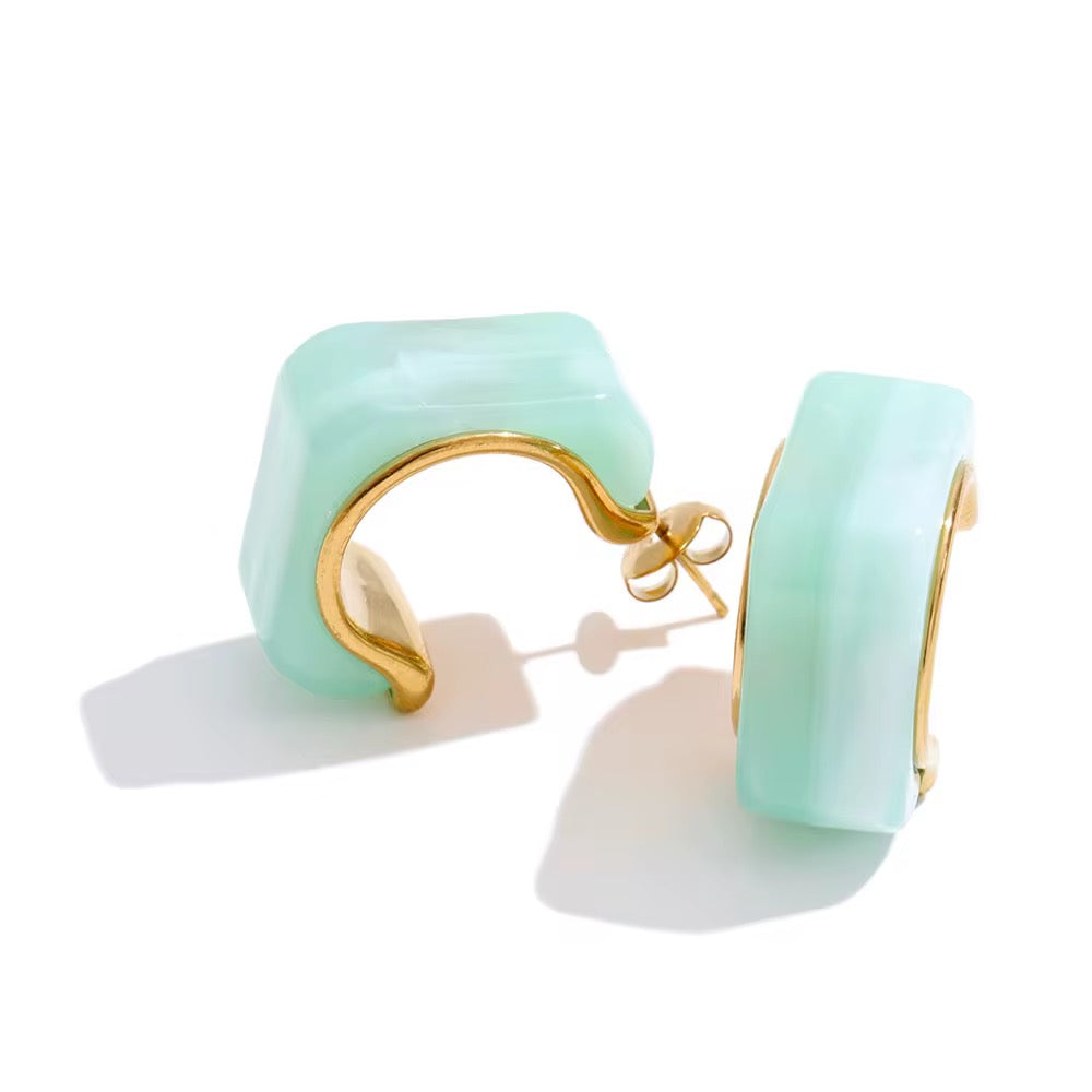 Chunky Enamel Gold Hoop Earrings