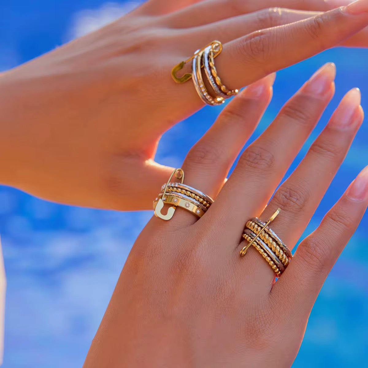 Safety Pin Stack Ring