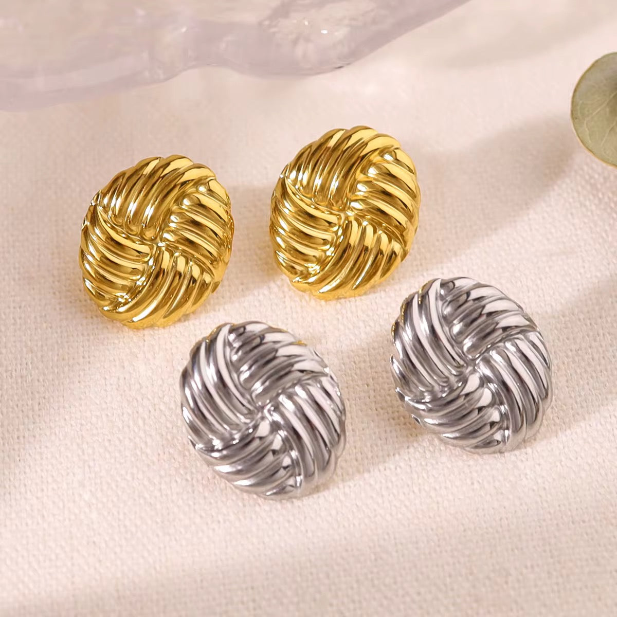 Woven Knot Dome Earrings