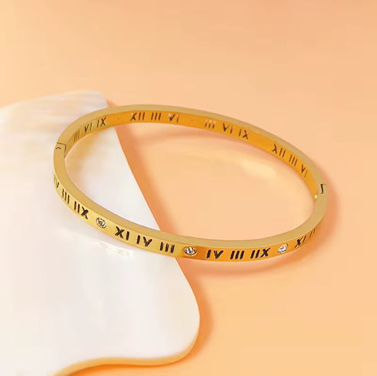 Roman Numeral Crystal Bangle