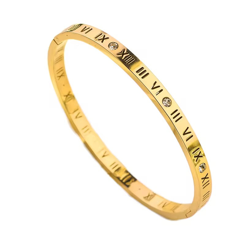 Roman Numeral Crystal Bangle