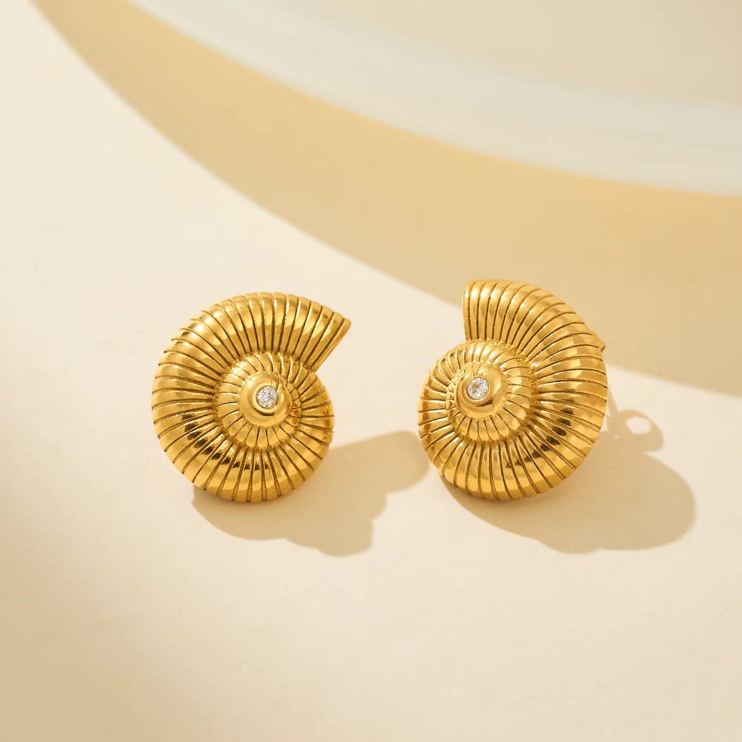 Golden Spiral Shell Earrings