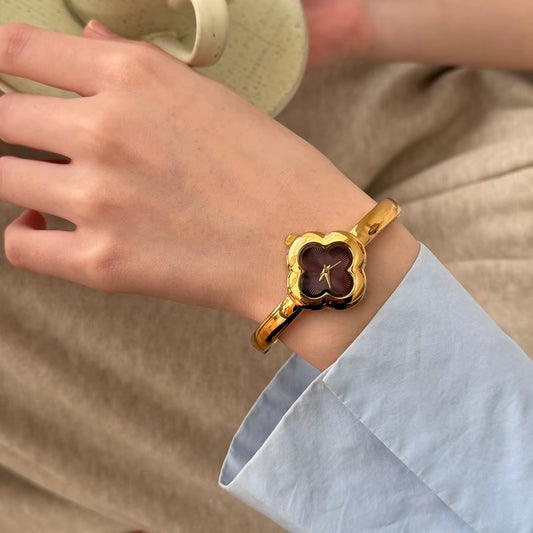 Golden Clover Bangle Watch
