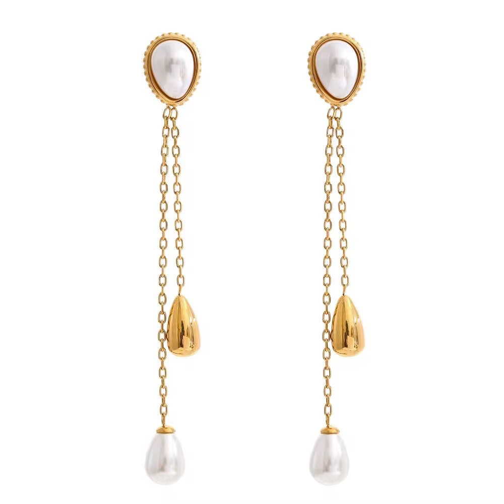 Amara Pearl Chain Drop Earrings