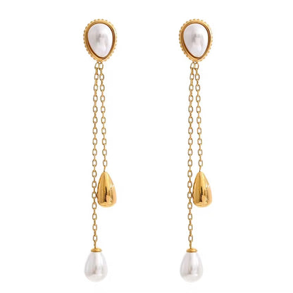 Amara Pearl Chain Drop Earrings