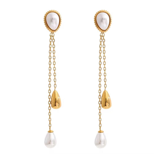 Amara Pearl Chain Drop Earrings