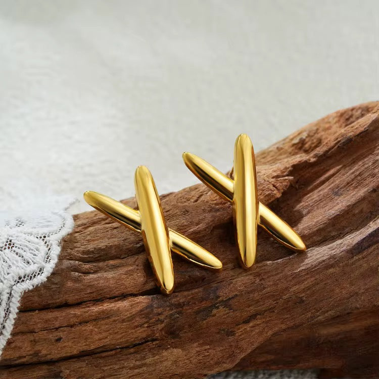 Minimal Cross Stud Earrings