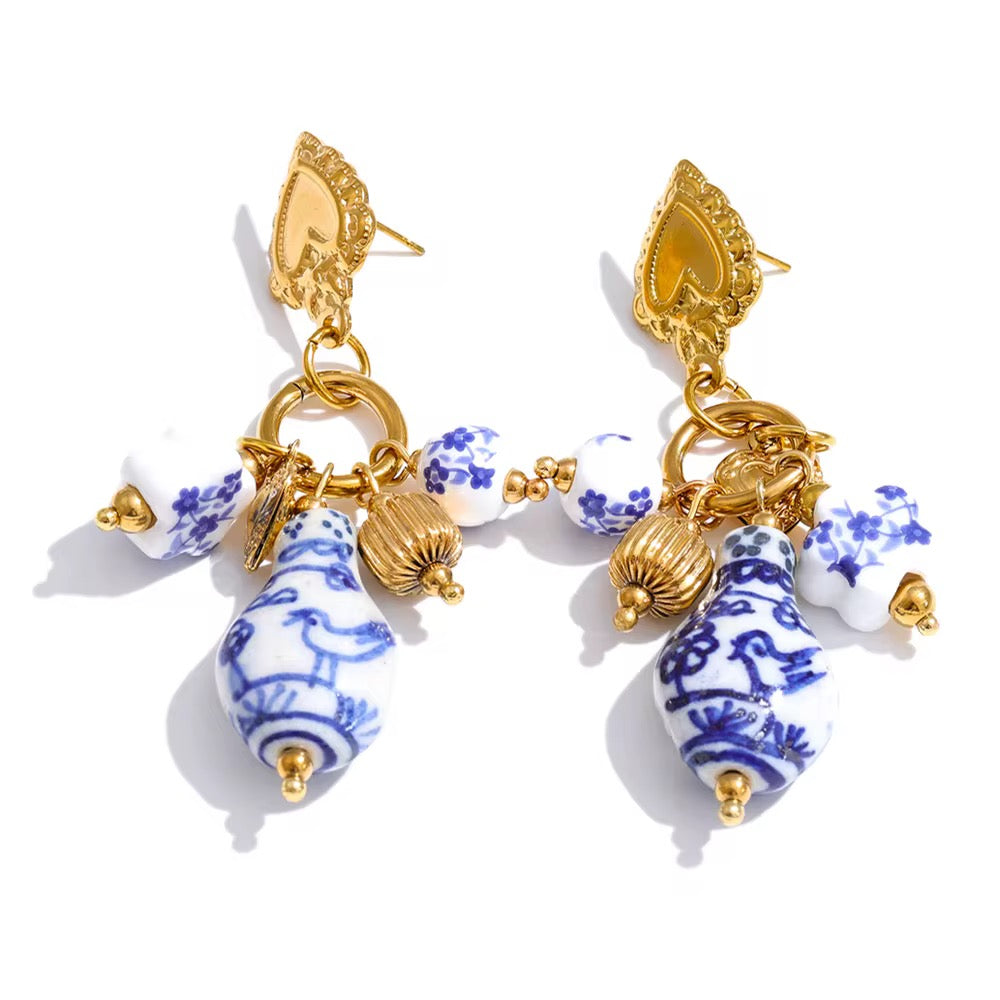 Vintage Porcelain Charm Earrings