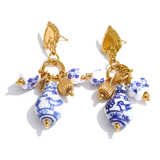 Vintage Porcelain Charm Earrings