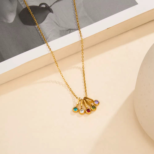 Rainbow Zirconia Drop Necklace