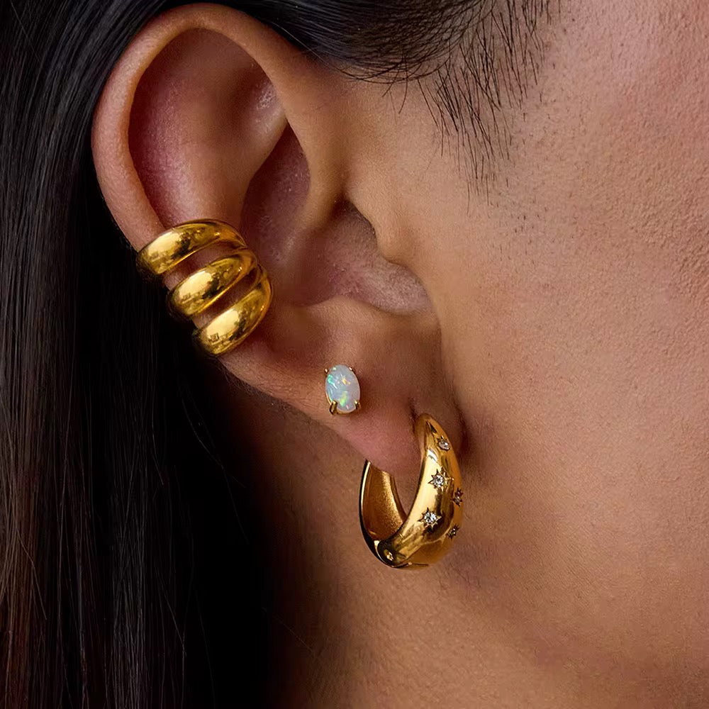Luxury Star Zircon Hoop Earrings