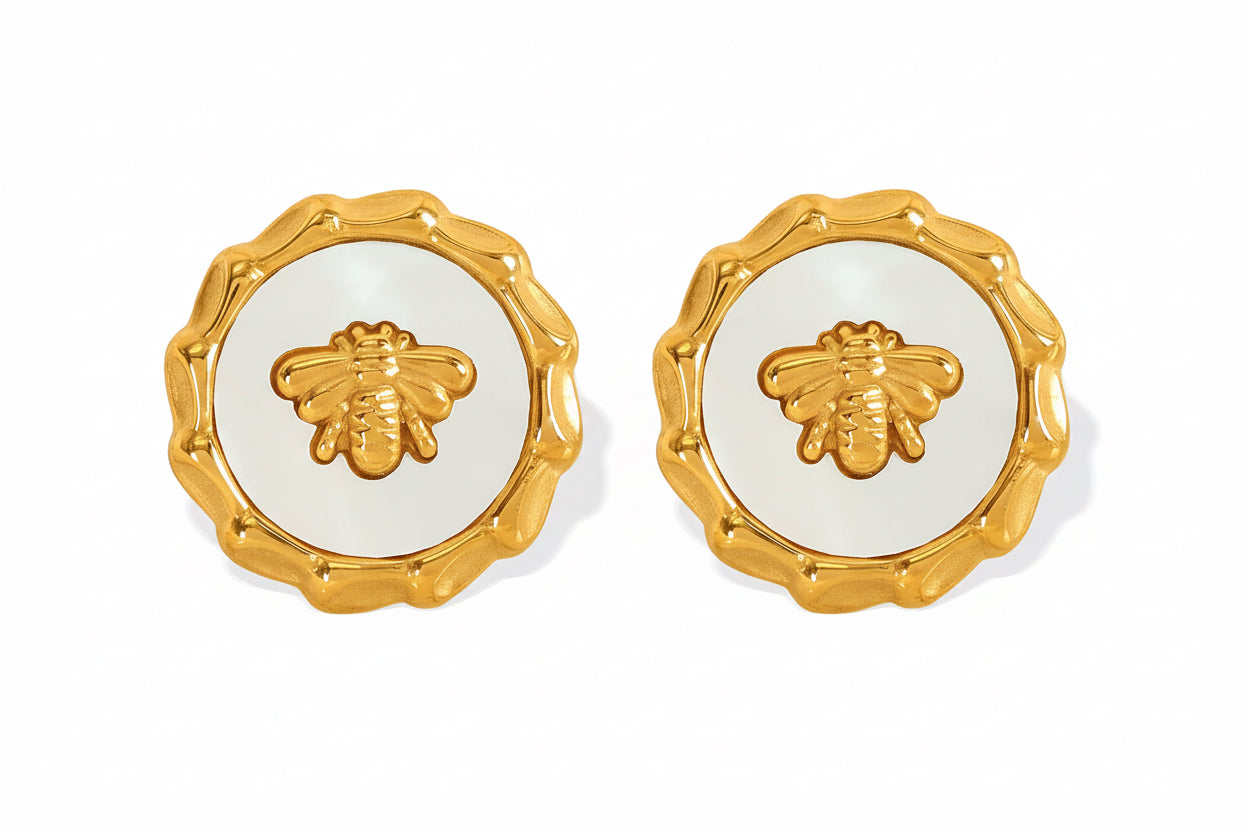 Bee Pearl Stud Earrings