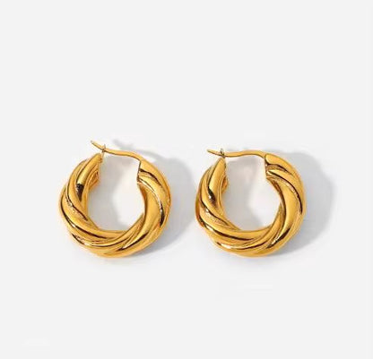 Twisted Gold Hoop Earrings