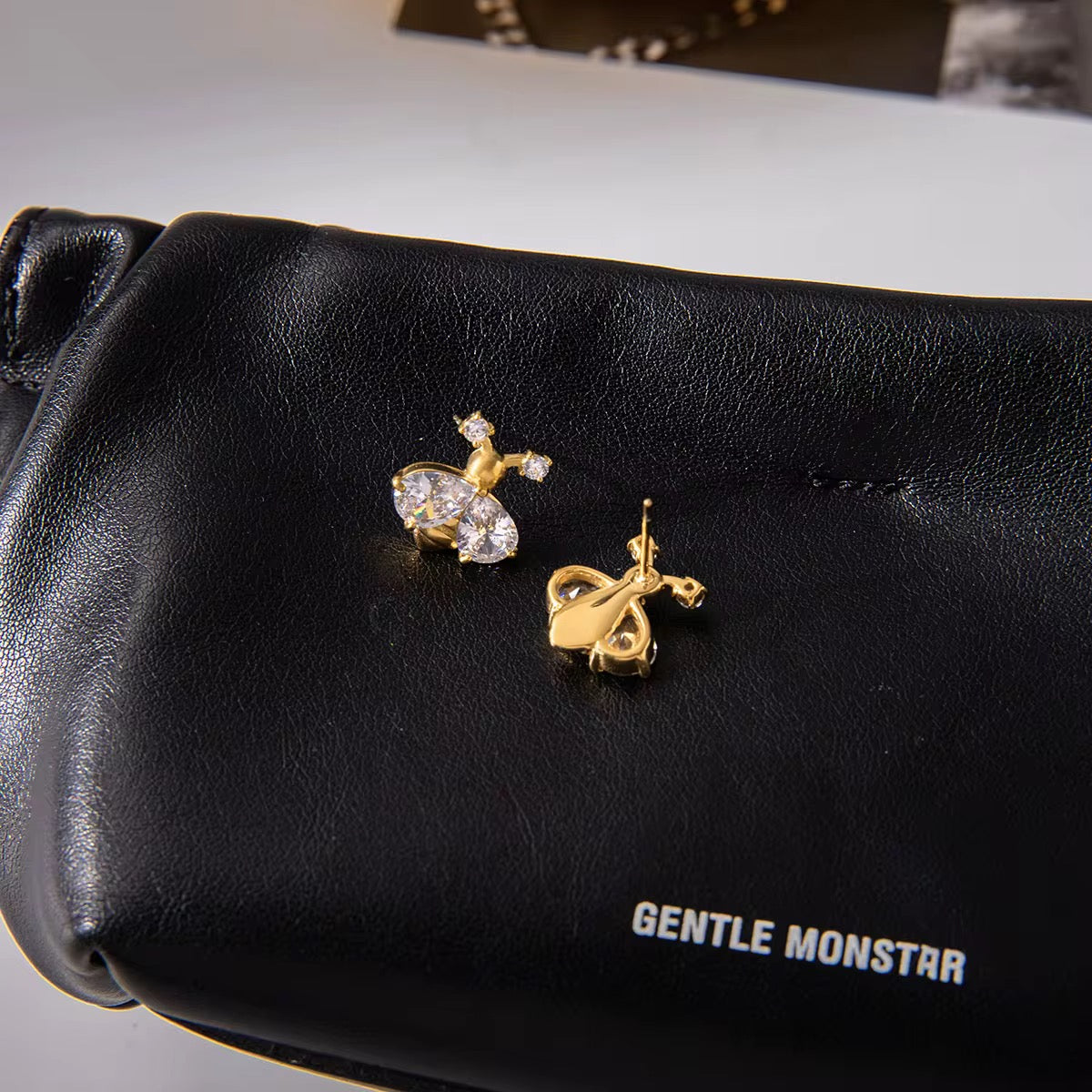 Golden Bee Zircon Stud Earrings