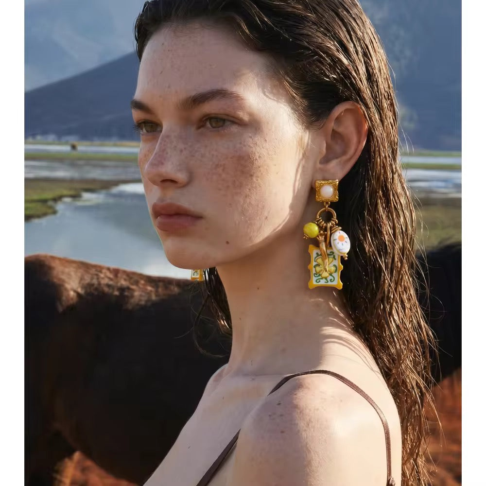 Soleia Charm Drop Earrings