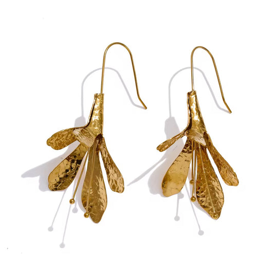 Golden Petal Drop Earrings