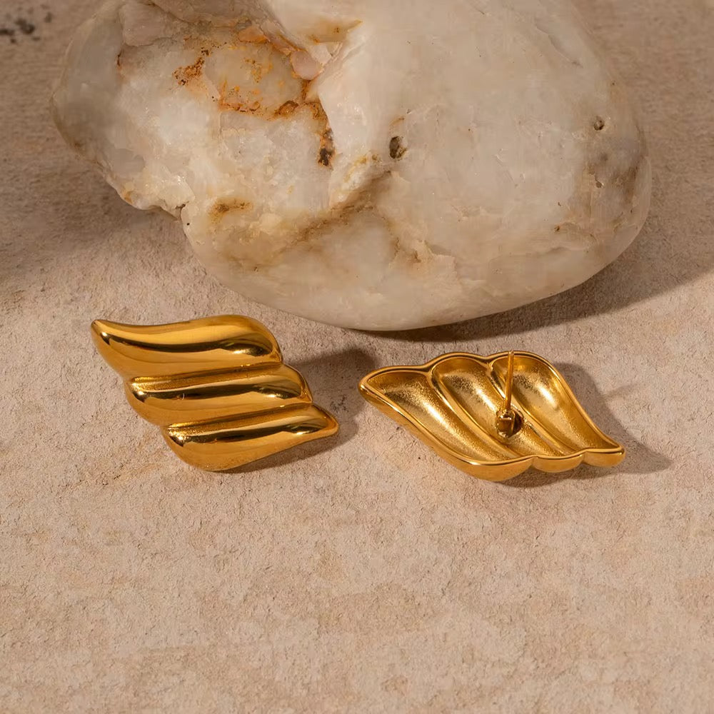 Golden Wave Stud Earrings