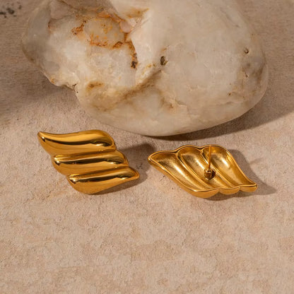 Golden Wave Stud Earrings