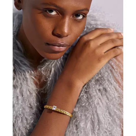 Golden Mesh Weave Zircon Bangle