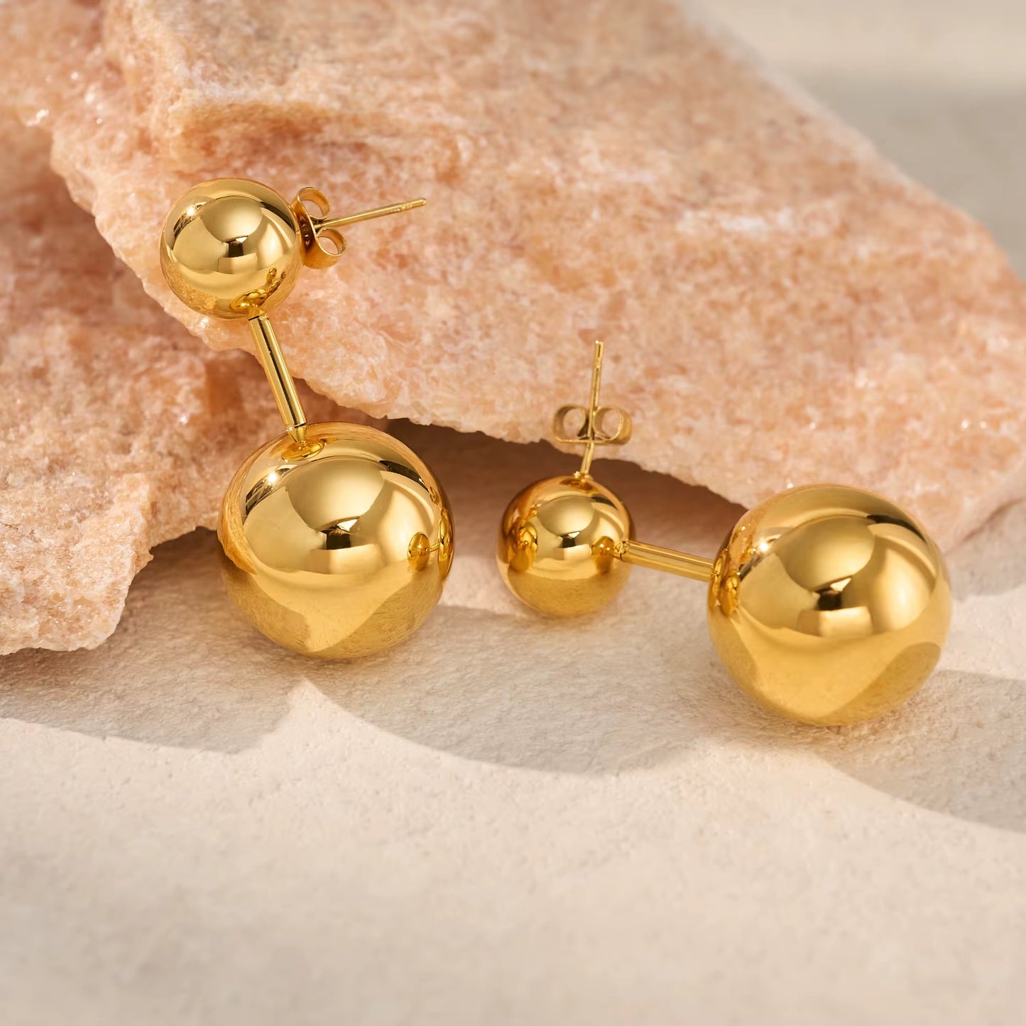 Golden Sphere Drop Earrings