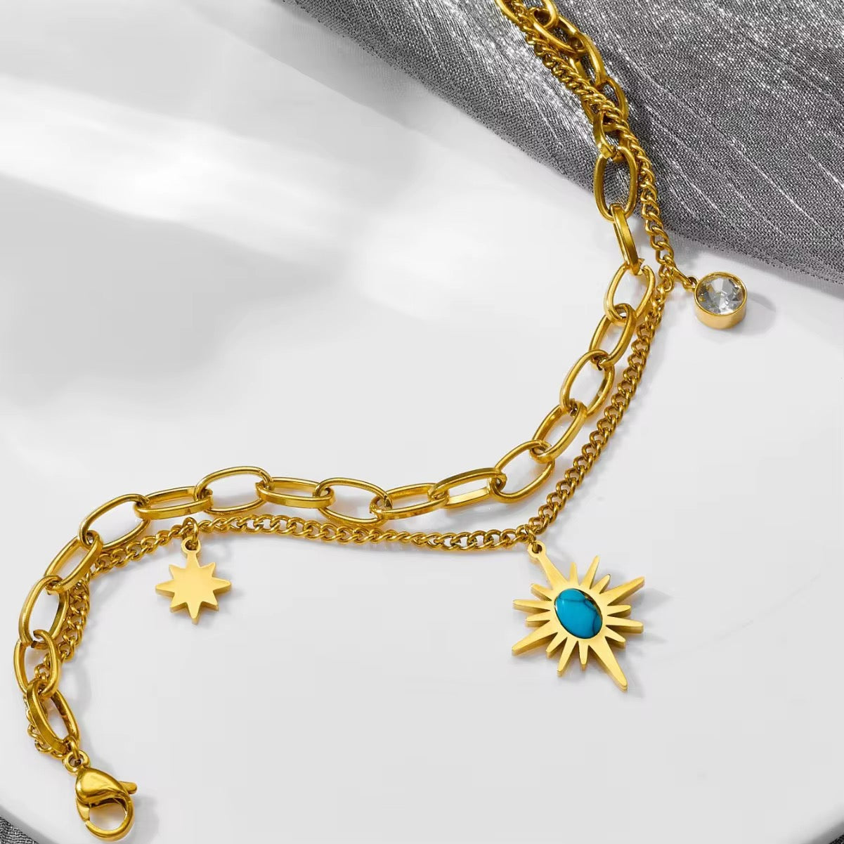 Sun Charm Layered Bracelet