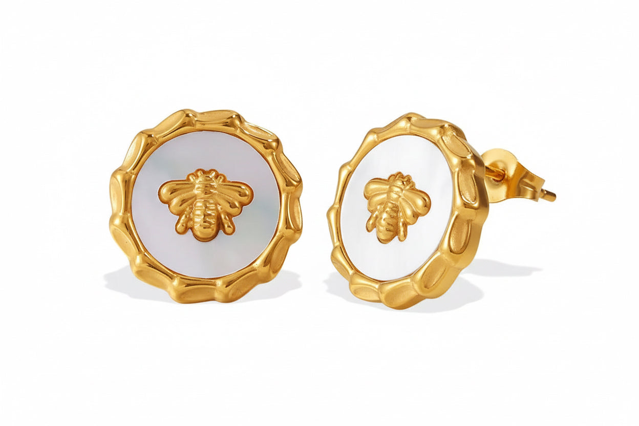 Bee Pearl Stud Earrings