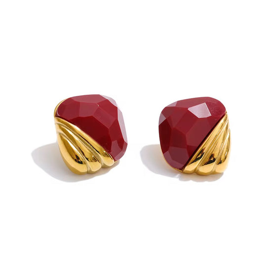 Ruby Sculpted Stud Earrings