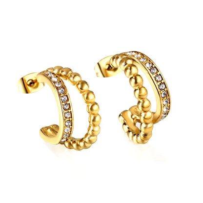 Double Layer Beaded Crystal Hoop Earrings