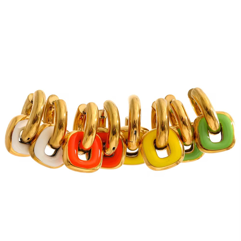 Viva Colourful Enamel Hoop Earrings