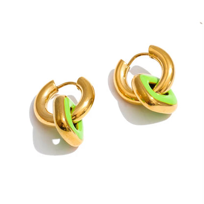 Viva Colourful Enamel Hoop Earrings