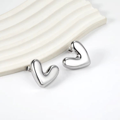 Silver Heart Stud Earrings