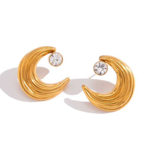 Celestial Crescent Crystal Earrings