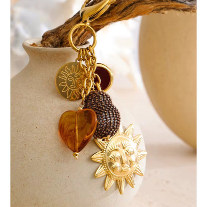 Golden Sun Charm Keychain