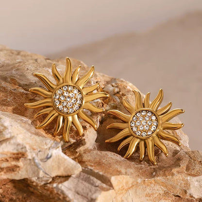 Radiant Sunburst Crystal Stud Earrings