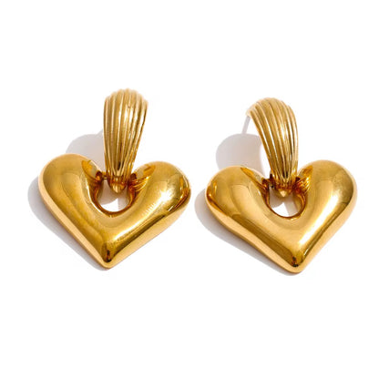 Golden Sculpted Heart Earrings