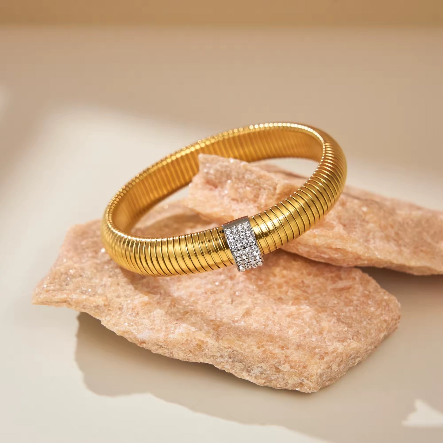 Gold Coil Wrap Statement Bracelet