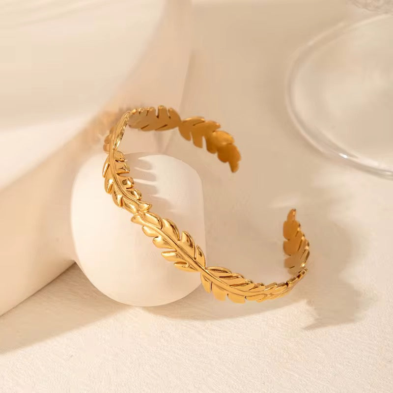 Gold Leaf Open Cuff Bracelet