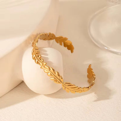 Gold Leaf Open Cuff Bracelet