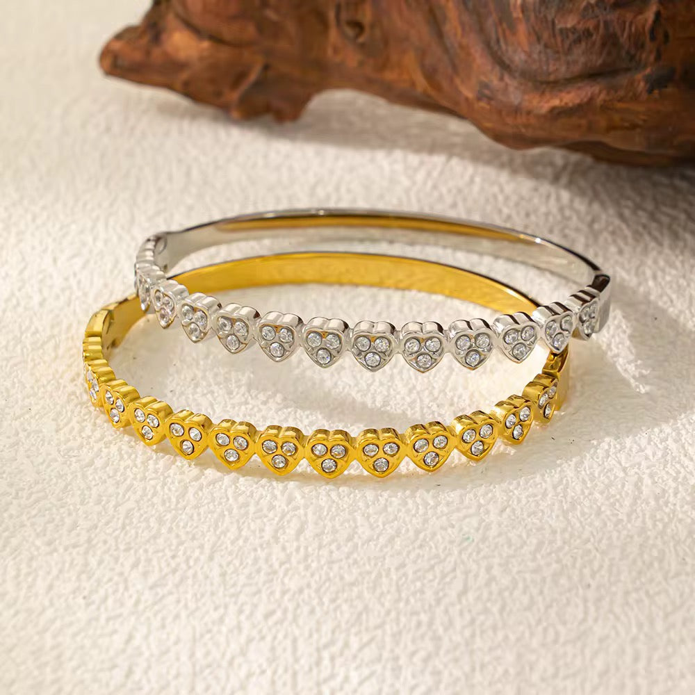 Crystal Heart Tennis Bangle